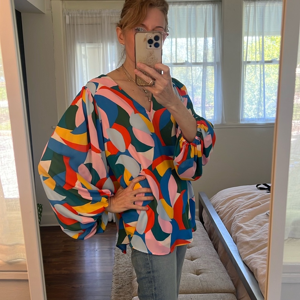 Adrienne blouse peasant bright and  colorful - Picture 2 of 3